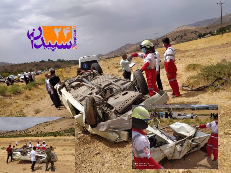 واژگونی یک دستگاه خودرو پیکان بار محور شیراز سپیدان
